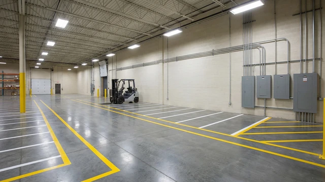 Light industrial refresh with flooring, striping, and electrical work case study