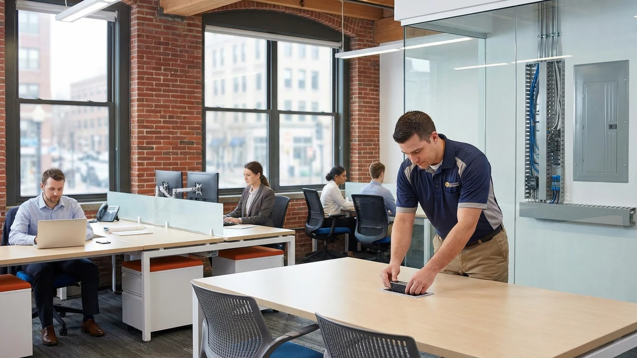 Office electrical upgrade project by Oasis Total Solutions in Cambridge MA
