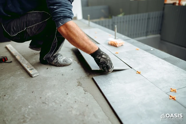 Setting large-format tiles during installation