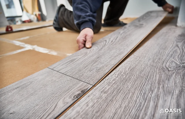 Fitting vinyl plank during floor install