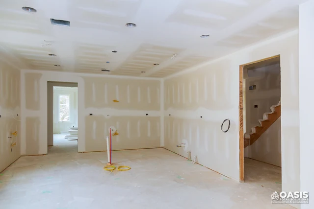 New drywall installed throughout interior