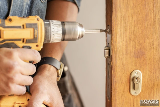 Driving screws to secure door lockset