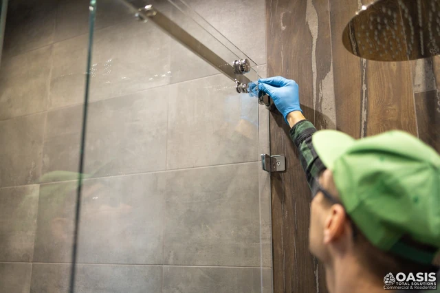 Adjusting frameless shower door roller/hinge hardware