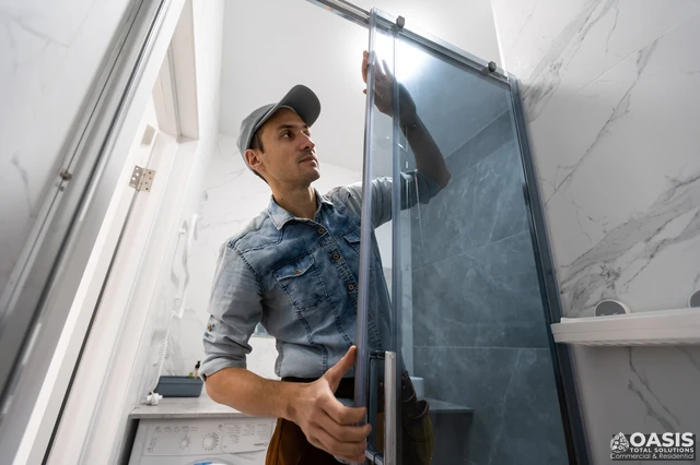 Placing sliding shower door panel