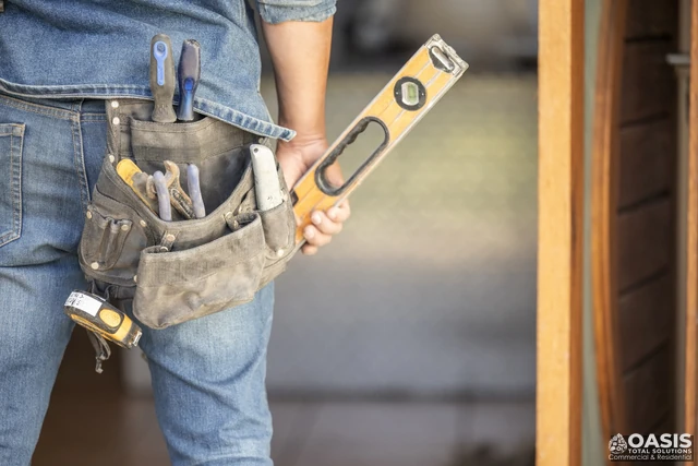 Tool belt with hand tools and level