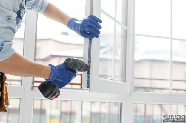 Drilling and fastening the hinge track on a window sash