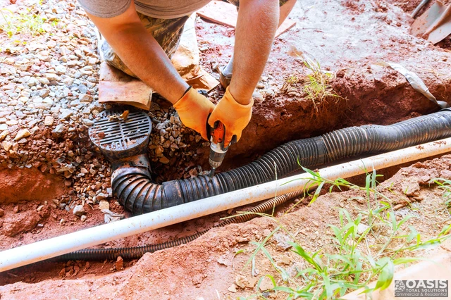 Installing a corrugated yard drain line