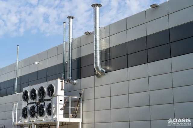 Industrial HVAC condensers and exhaust stacks