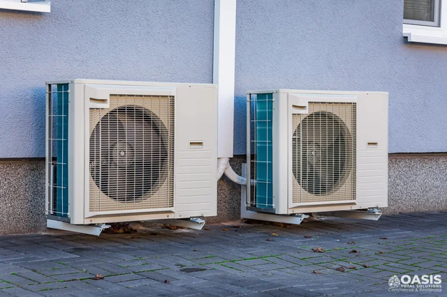 Dual mini-split outdoor units on pavers