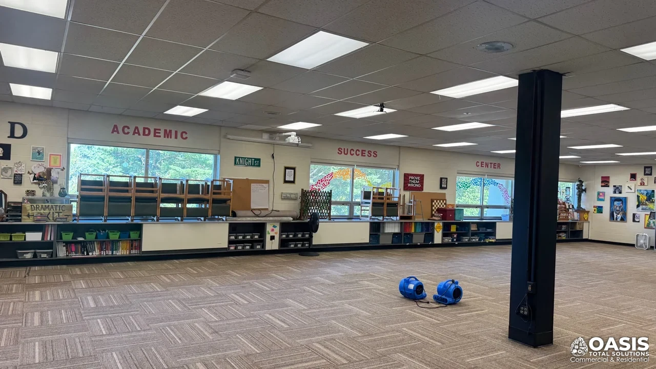 Carpet-tile cleaning in an office or classroom setting