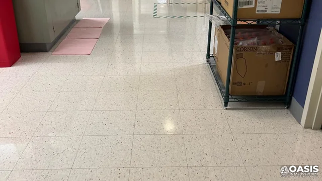 High-gloss VCT finish in lab corridor