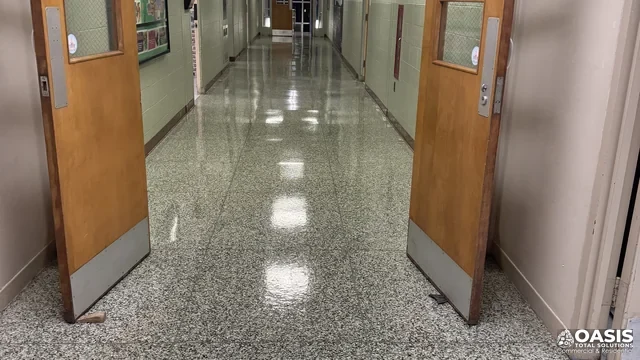 Polished terrazzo in school corridor