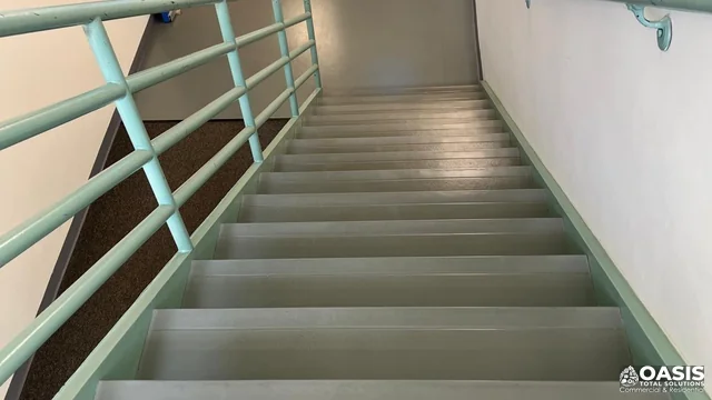 Cleaned stairwell with non-slip treads