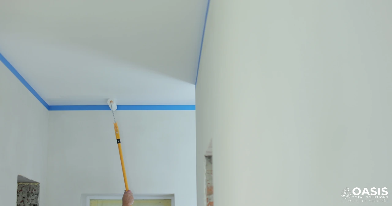 Ceiling edge work with precision roller