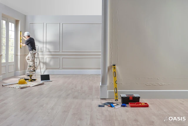 Interior room prep and leveling before painting