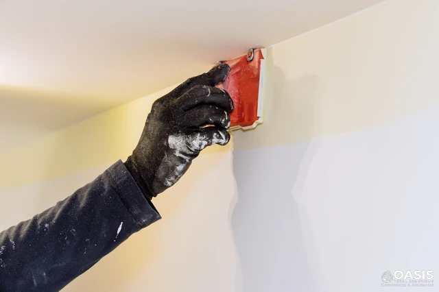 Using a paint edger for a crisp ceiling line