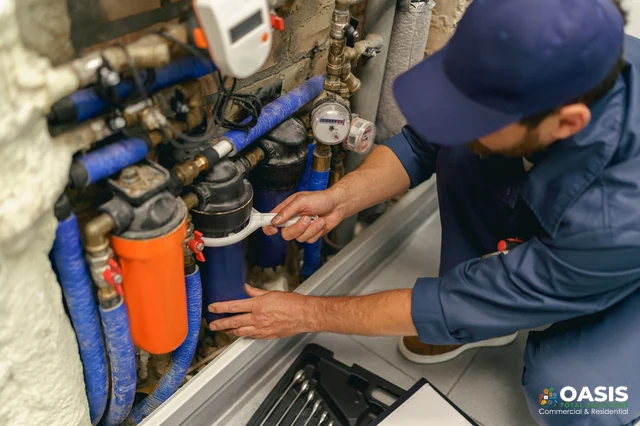 Servicing blue filter housings and valves on water system